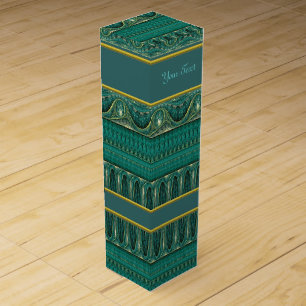 Vintage Antique Border Pattern ART + your Text Wine Gift Box