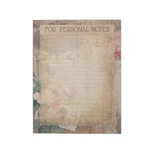 Vintage antique botanical abstract ephemera notepad