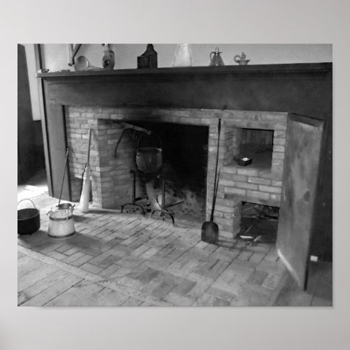 Vintage Antique Brick Oven 1700s Black And White Poster