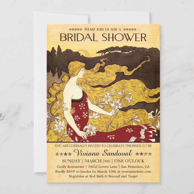 Vintage Antique Bridal Shower Invitations (Front)