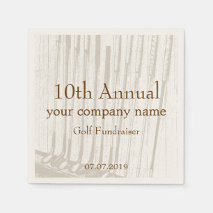 Vintage Antique Brown & White Golf Fundraiser Napkins