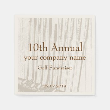 Vintage Antique Brown & White Golf Fundraiser Napkins by EnduringMoments at Zazzle