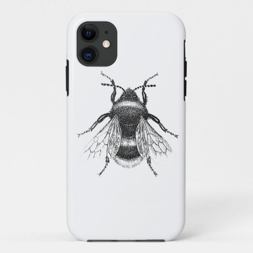 Vintage Antique Bumble Bee Illustration iPhone 11 Case