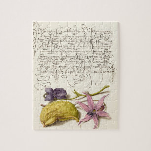 Vintage antique calligraphy botanical illustration jigsaw puzzle