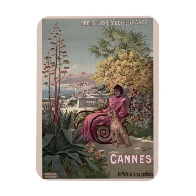    Vintage antique Cannes French travel advert Magnet (Vertical)