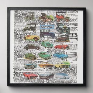 Vintage antique car poster peel and stick photo tile