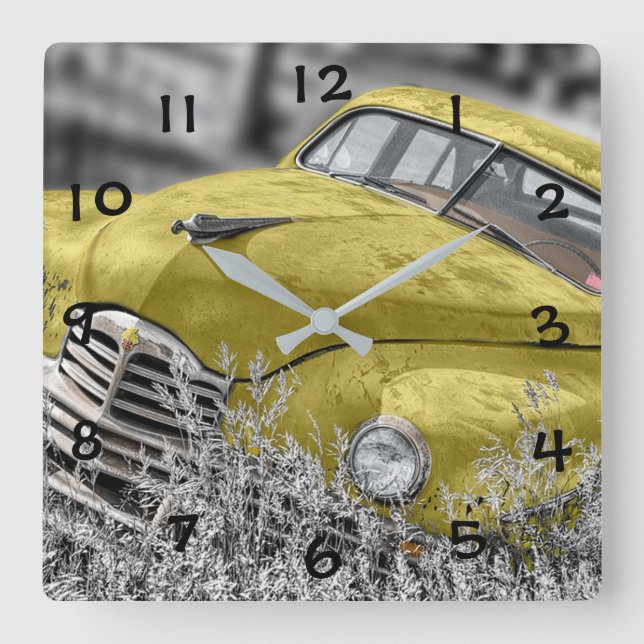 Vintage Antique Car Square Wall Clock (Front)