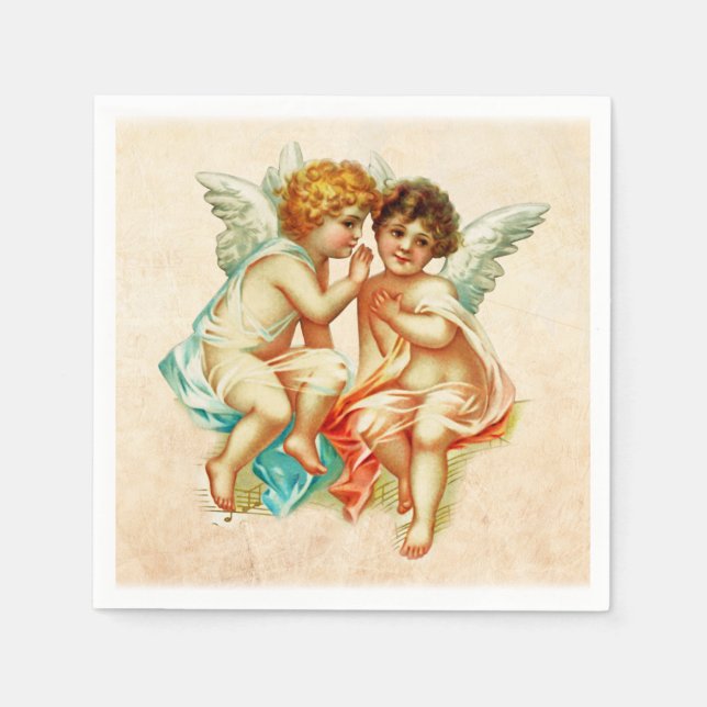 Vintage Antique Cherub Angels Illustration Napkins (Front)