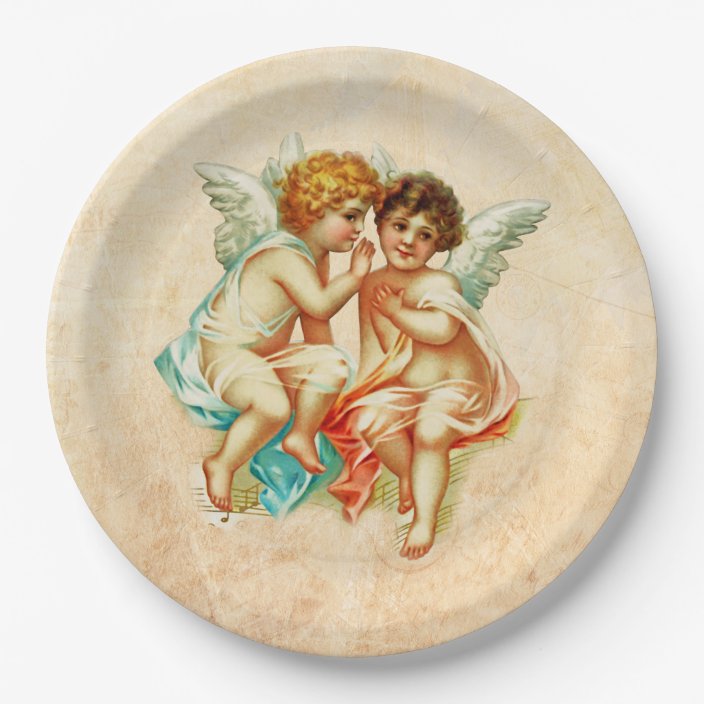 Vintage Antique Cherub Angels Illustration Paper Plate Zazzle Com