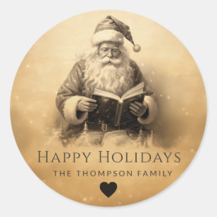 Vintage Antique Classic Santa Customized Christmas Classic Round Sticker