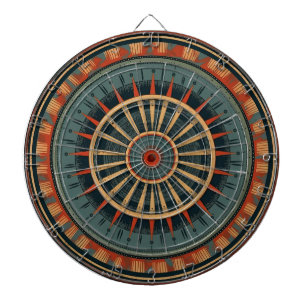 Vintage Antique Compass Rose Geometric Sunburst Dart Board