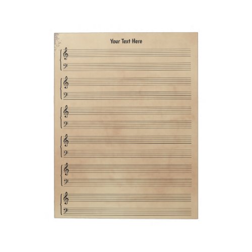 Vintage Antique Custom Sheet Music Paper Notepad