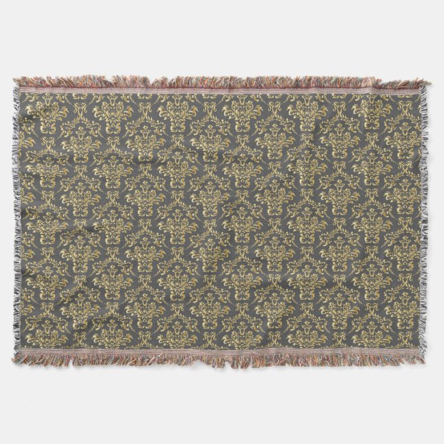 Vintage Antique Damask Throw Blanket (Front)