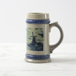 Vintage Antique Delft Blue Tile - Windmill Beer Stein