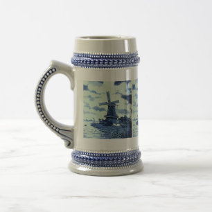 Vintage Antique Delft Blue Tile - Windmill Beer Stein