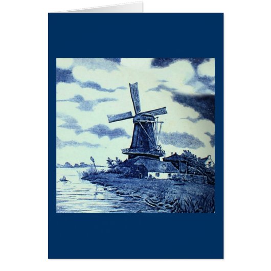 Vintage Antique Delft Blue Tile - Windmill Cards (Front)