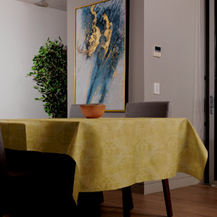 Vintage Antique Distressed Gold Damask Pattern Tablecloth