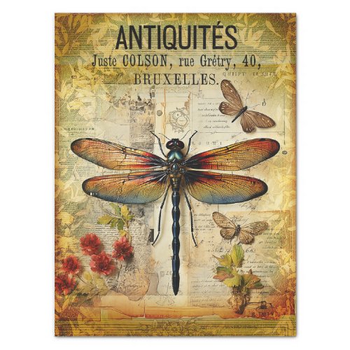 Vintage Antique Dragonfly Decoupage Tissue Paper