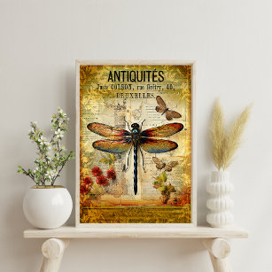 Dragonfly gift wrap package with kraft tissue raffia bow and notecard