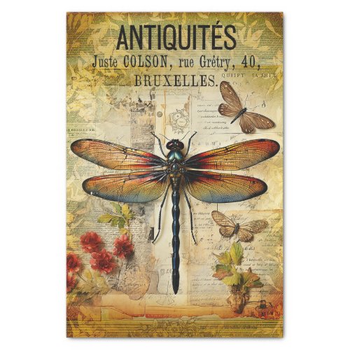 Vintage Antique Dragonfly Decoupage Tissue Paper