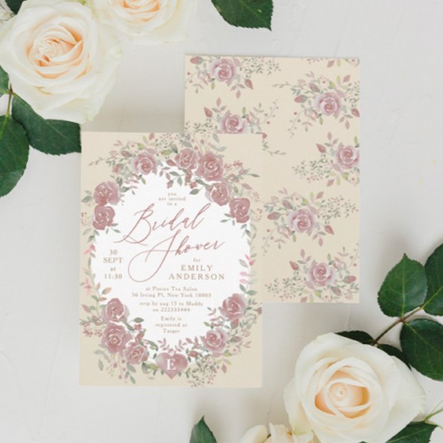 Vintage Antique Floral Bridal Shower Invitation (Creator Uploaded)
