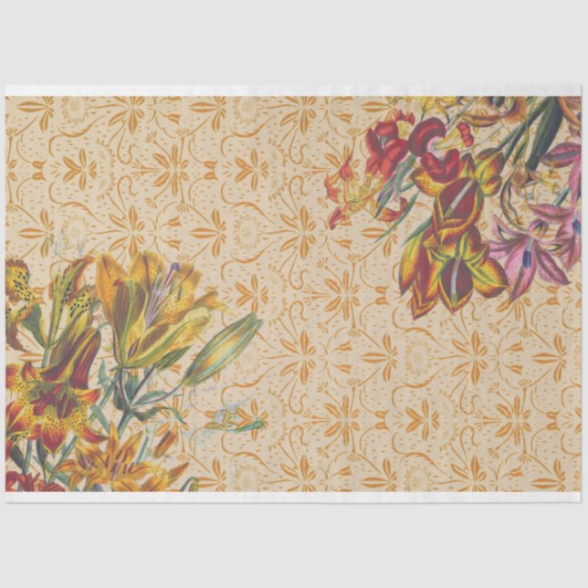 Vintage Antique Floral Decoupage Tissue Paper (Front)