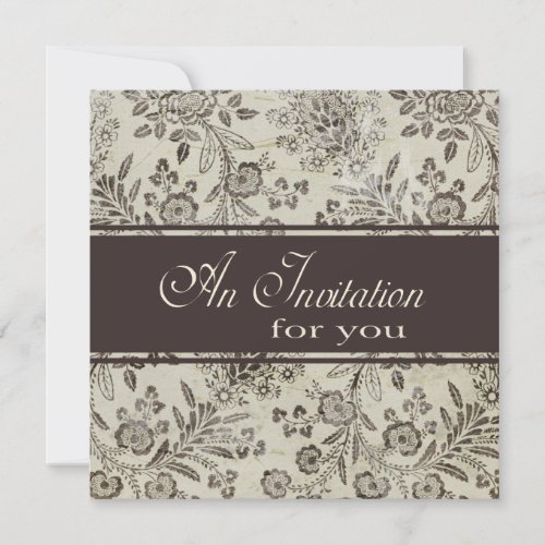 Vintage Antique Brown Floral Engagement Party Custom Invites