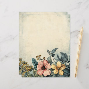 Vintage Antique Floral Junk Journal Scrapbook Pape