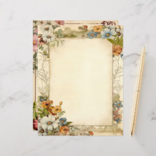 Vintage Antique Floral Junk Journal Stationery