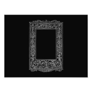 Vintage Antique Floral Mermaid Frame Black Border Photo Print