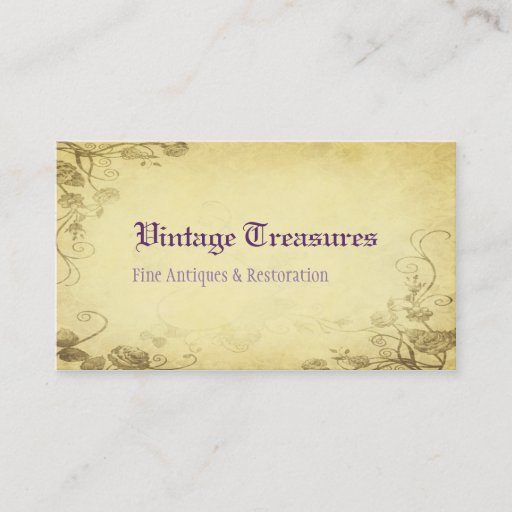 Customizable Vintage Antique Floral Rose Business Card Template
