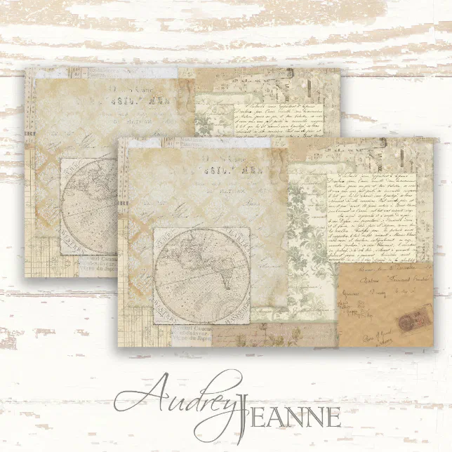 Vintage Antique Floral Script Ephemera Decoupage Tissue Paper Zazzle