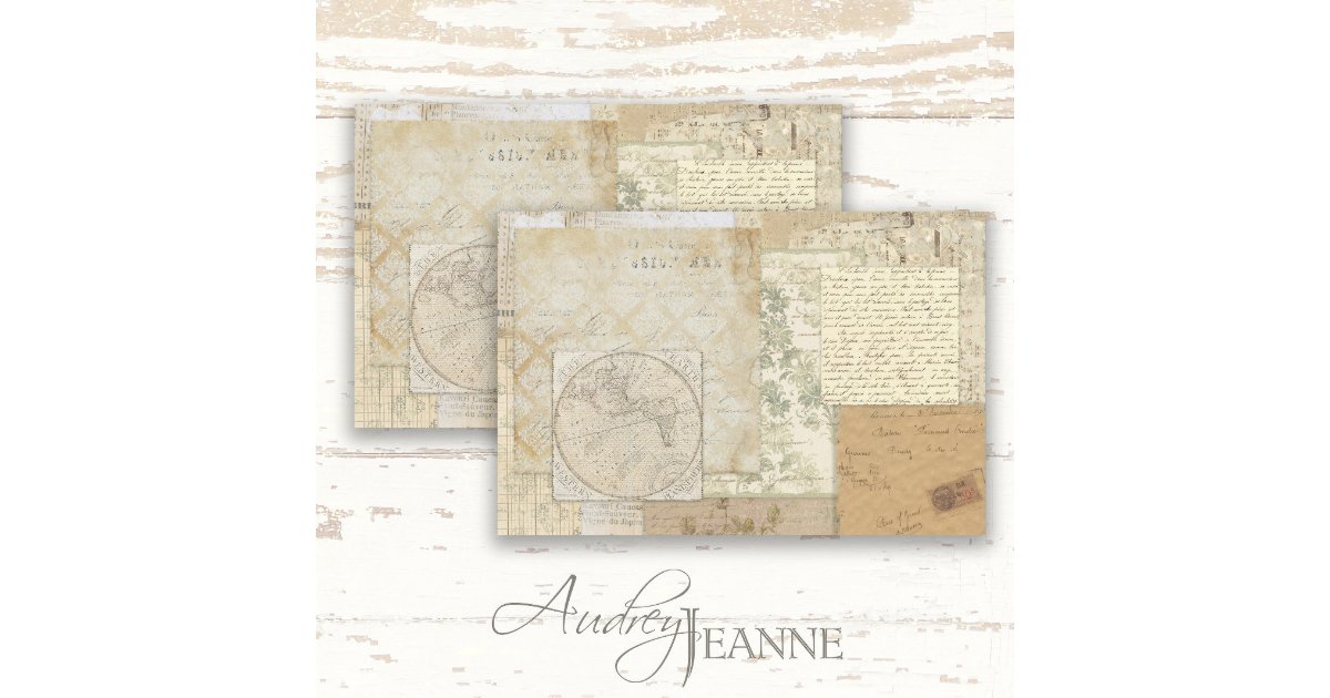 Empherma Script Paper Vintage Antique Floral Script Ephemera Decoupage Tissue Paper | Zazzle