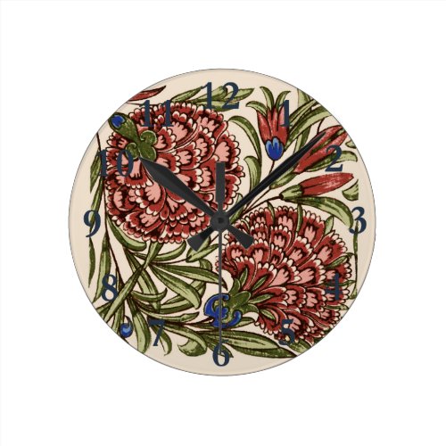 vintage antique flower graphic art design round clock