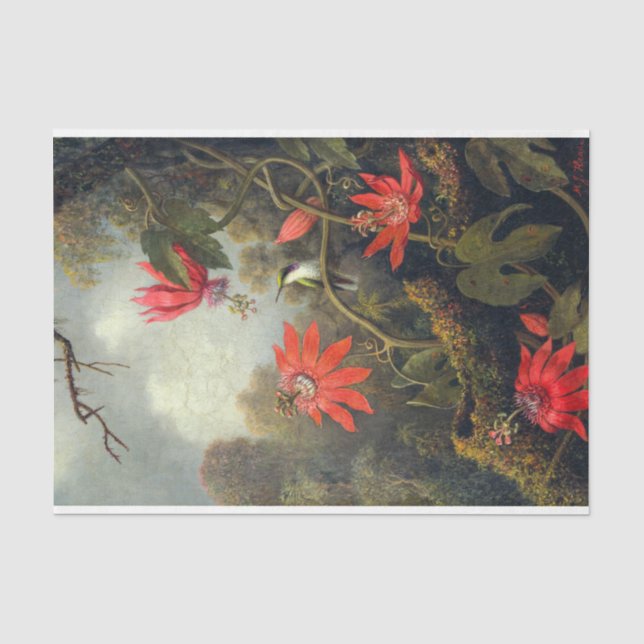 Vintage Antique Flowers and Hummingbird Tissue Paper (Front)