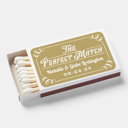 Vintage Antique Gold Custom Wedding Monogram Matchboxes