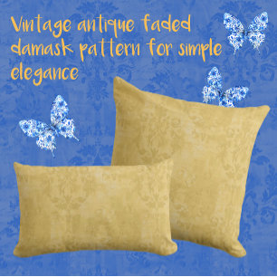 Vintage Antique Gold Damask Pattern Throw Pillow