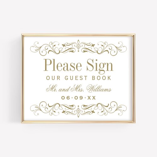 Vintage Antique Gold Flourish Wedding Guest Book