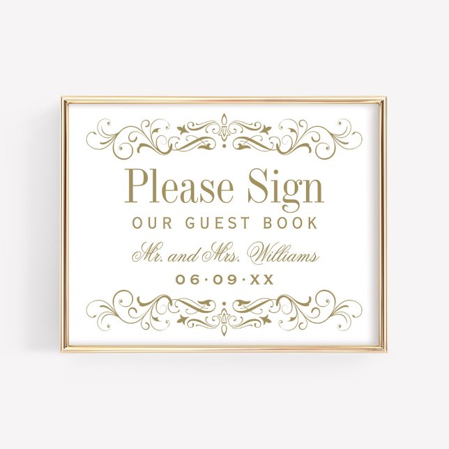 Vintage Antique Gold Flourish Wedding Guest Book (Creator Uploaded)