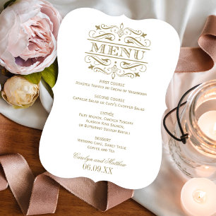 Vintage Antique Gold Flourish Wedding Menu