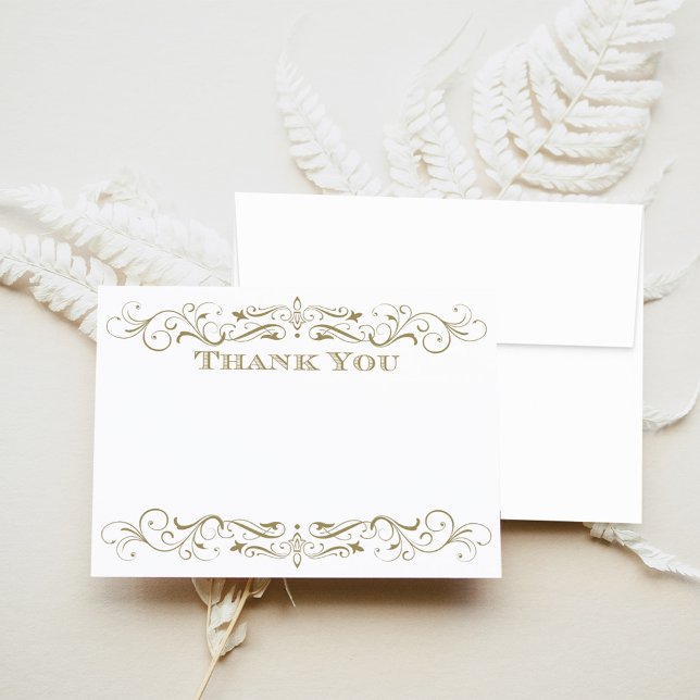 Vintage Antique Gold Flourish Wedding Note Card (Creator Uploaded)