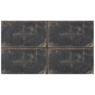 Vintage Antique Gold Leaf Leather Tablecloth