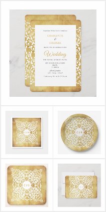 Vintage Antique Gold White Elegant Wedding Suite