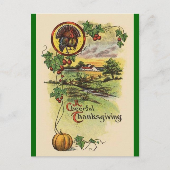 Vintage Antique Happy Thanksgiving Postcard (Front)