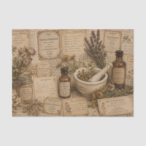 Vintage Antique Herbal Remedy Old Prescription Tissue Paper