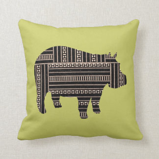 Vintage Antique Hippo Ethnic Pattern Tribal Throw Pillow