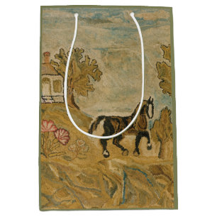 Vintage Antique Horse Image Medium Gift Bag