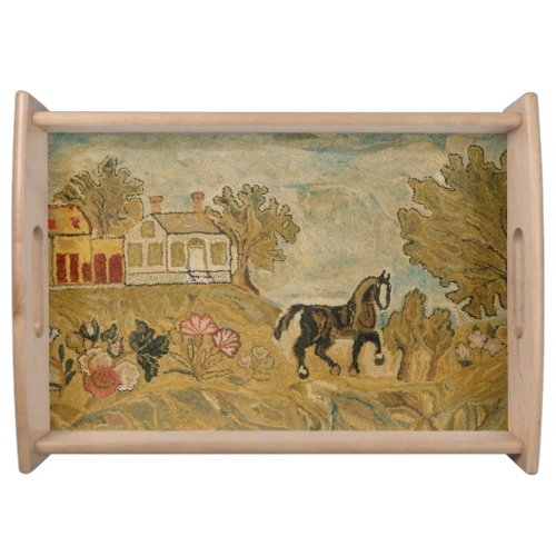 Vintage Antique Horse Image Serving Tray