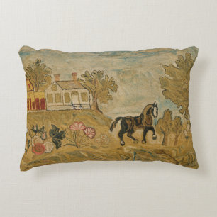 Vintage Antique Horse Image Throw Pillow