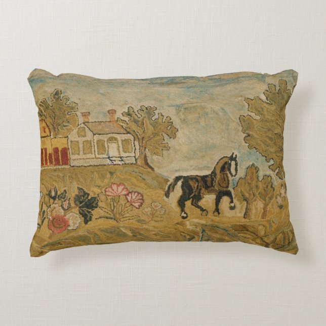 Vintage Antique Horse Image Throw Pillow (Front)